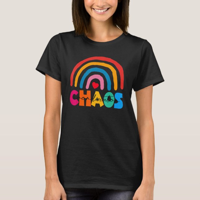 Camiseta Rainbow Chaos Coordenador Feliz Primeiro Dia Da Es (Frente)