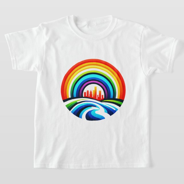 Camiseta Rainbow City Skyline Urban Diversity & Hope Design (Postura )