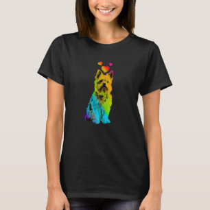 Camiseta Rainbow Color Yorkshire Terrier com Heart Colorf