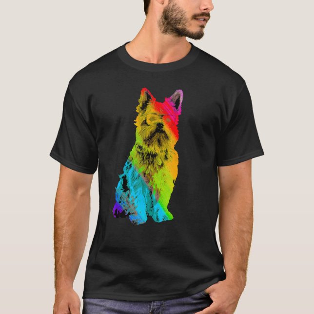 Camiseta Rainbow Color Yorkshire Terrier com óculos escuros (Frente)