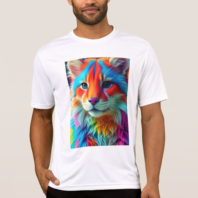 Camiseta Rainbow Colored Furry Cat-68587 (Frente)