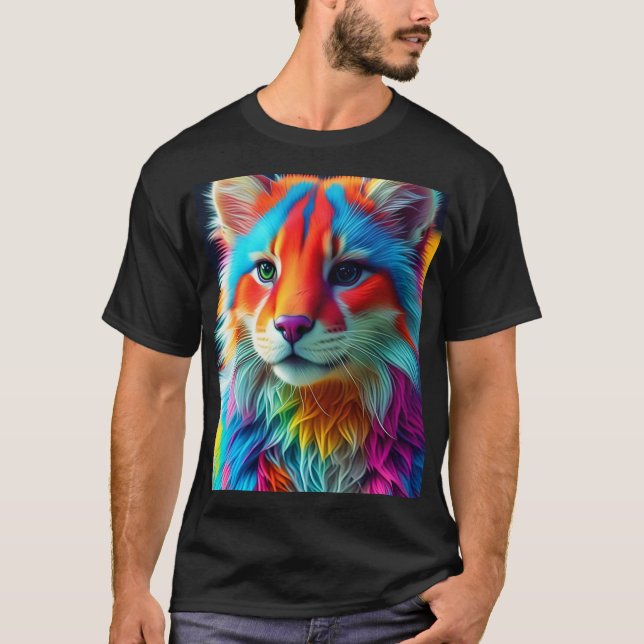 Camiseta Rainbow Colour Furry Cat-68587 (Frente)