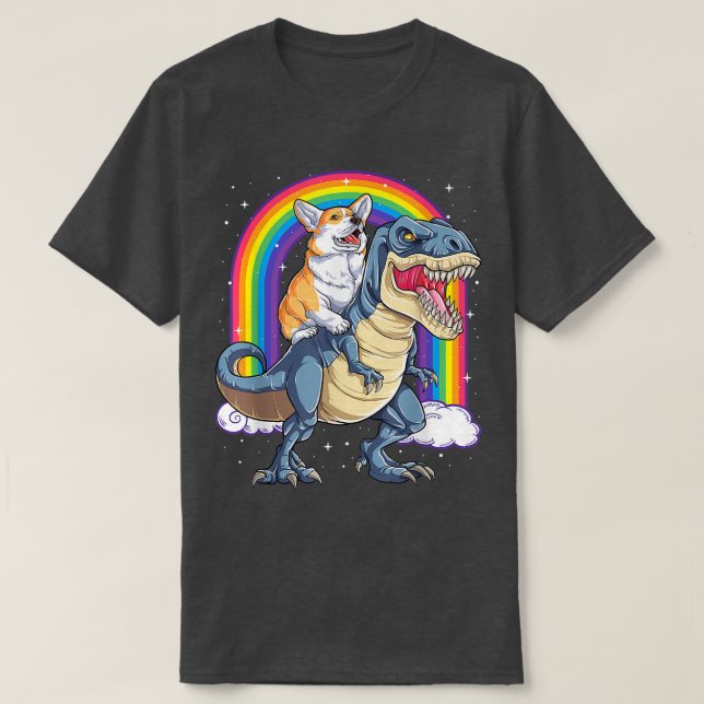 Camiseta Rainbow Corgi Andinossauro T re Cão Corgi (Frente do Design)