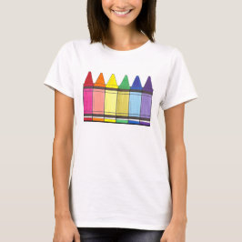 Camiseta Rainbow Crayons Artista Abastece Orgulho de Profes