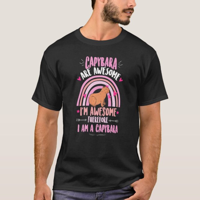 Camiseta Rainbow Cute Capybara Dizendo Capybara (Frente)