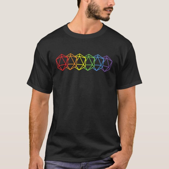 Camiseta Rainbow D20 Dice Lgbtq Dungeon Gamer Dragon Advent (Frente)
