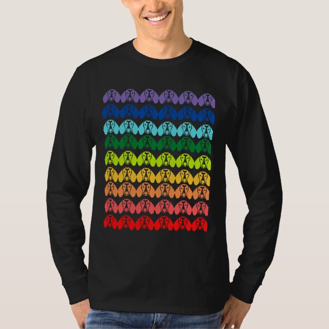 Camiseta Rainbow Dachshund Pattern (Frente)