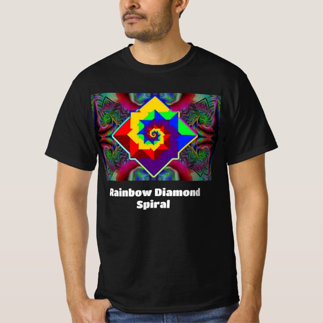 Camiseta Rainbow Diamond Spiral (você pode mudar as palavra (Frente)