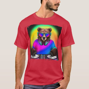Camiseta Rainbow DJ Bear Grizzles Óculos escuros Engraçado