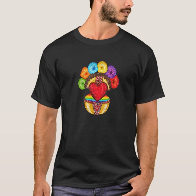Camiseta Rainbow doll Heart LGBT Amulet colorful flower cro (Frente)