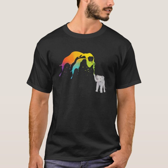Camiseta Rainbow Elephant Safari Animal Whisperer Zoology (Frente)