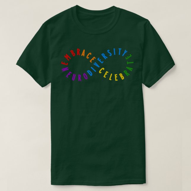 Camiseta Rainbow Embrace Neurodiversity ASD ADHD Autism Awa (Frente do Design)