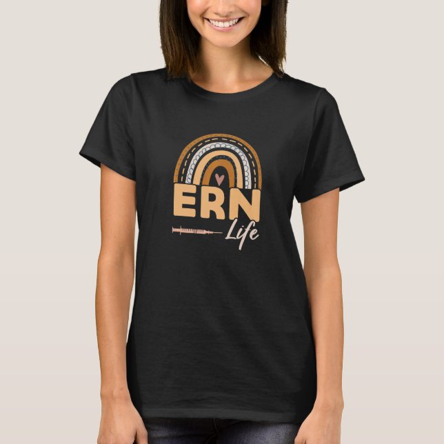 Camiseta Rainbow Ern Life Medical Rn Enfermagem de emergênc (Frente)