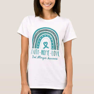 Camiseta Rainbow Faith Hope Ama Alergias Comidas Consciênci