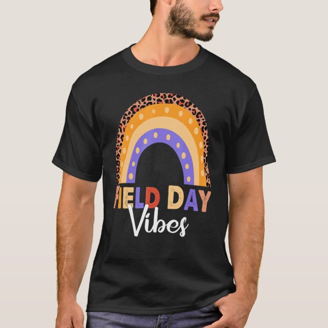 Camiseta Rainbow Field Day Vibes Tie Dye Crianças Meninas T (Frente)