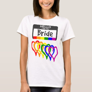 Camiseta Rainbow Flag Copia Noiva Nome Crachá Casamento