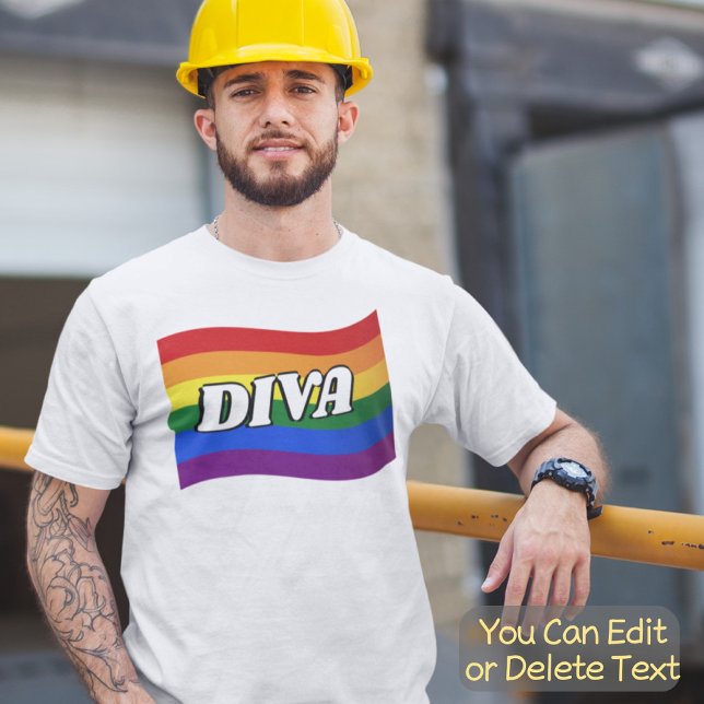 Camiseta Rainbow Flag DIVA fabuloso Orgulho gay LGBT LGBT L (Criador carregado)