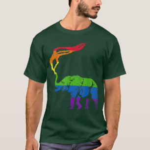 Camiseta Rainbow Flag Elephant Orgulho gay Mês África Anima