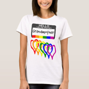 Camiseta Rainbow Flag Hearom Groom Avó Name Crachá