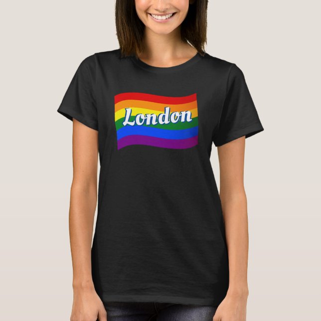 Camiseta Rainbow Flag London Orgulho gay LGBT LGBTQ na Ingl (Frente)