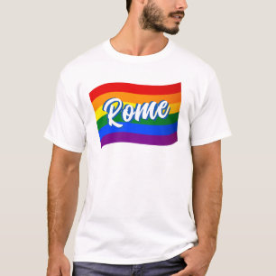 Camiseta Rainbow Flag Roma Itália Orgulho gay LGBTQ
