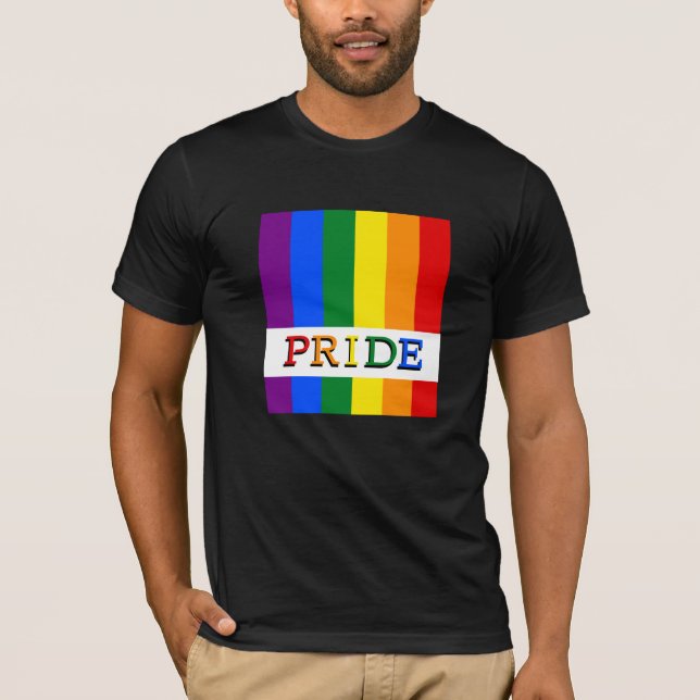 Camiseta Rainbow Flag T-Shirt & LGBT, Moda do Orgulho (Frente)