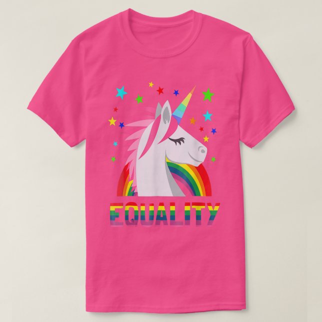 Camiseta Rainbow Flag Unicorn Stars LGBT Gay  (Frente do Design)