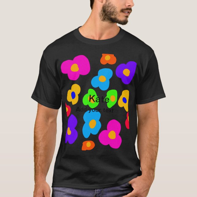 Camiseta Rainbow Flower Pride Love Add Name Text Lqbtq Abst (Frente)