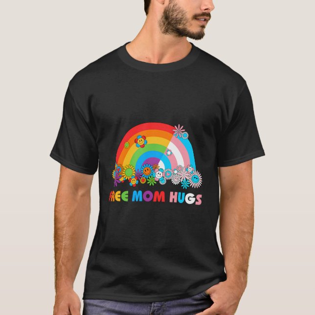Camiseta Rainbow Free Mãe Abraça Lgbtq Trans Pride Mês Equa (Frente)