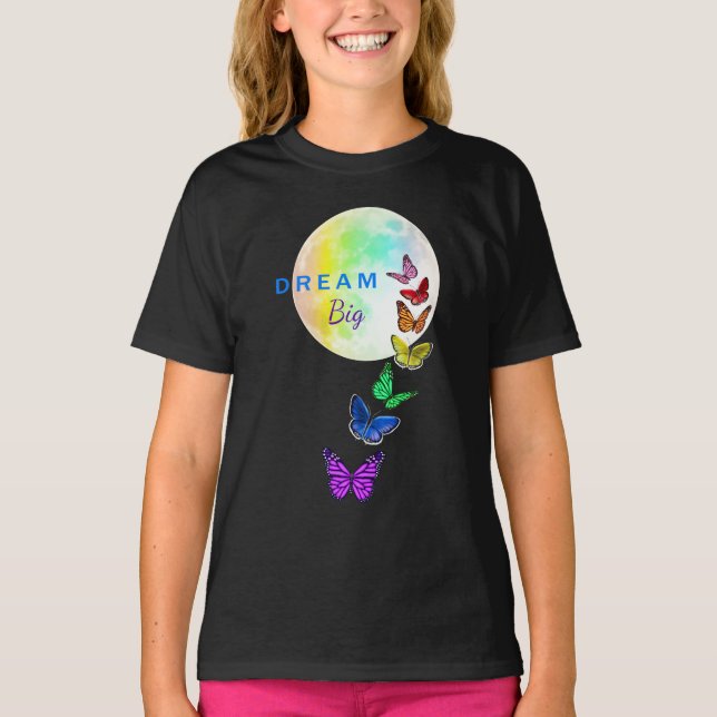 Camiseta Rainbow Full Moon e Butterflies Sonham Grande (Frente)