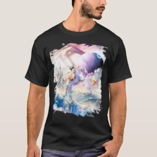 Camiseta Rainbow Galaxy Corgi Dog Riding Unicorn