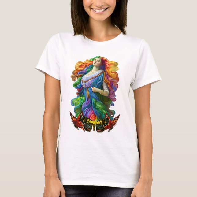 Camiseta Rainbow Goddese pintura digital pintura original (Frente)