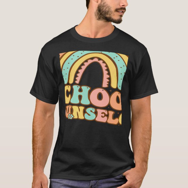 Camiseta Rainbow Groovy School Counselor Guidance Teacher S (Frente)