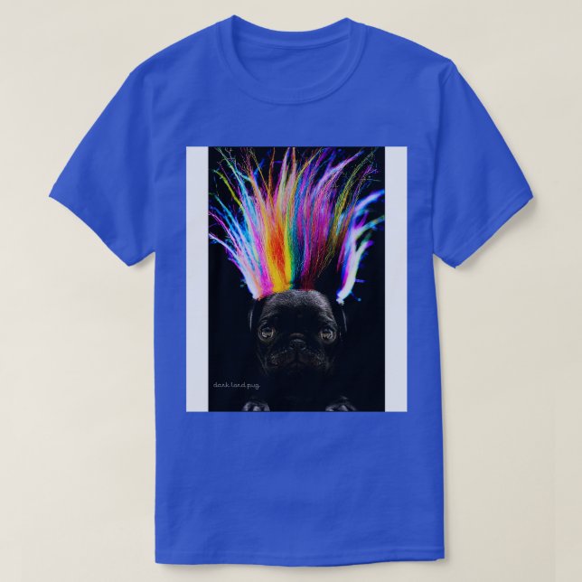Camiseta Rainbow Hair Pug (Frente do Design)