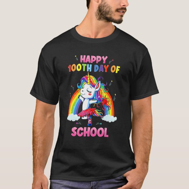 Camiseta Rainbow Happy 100th Day Of School Teacher & Studen (Frente)