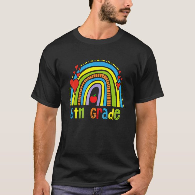 Camiseta Rainbow Happy Day Of School 2022 6 Grade Te (Frente)