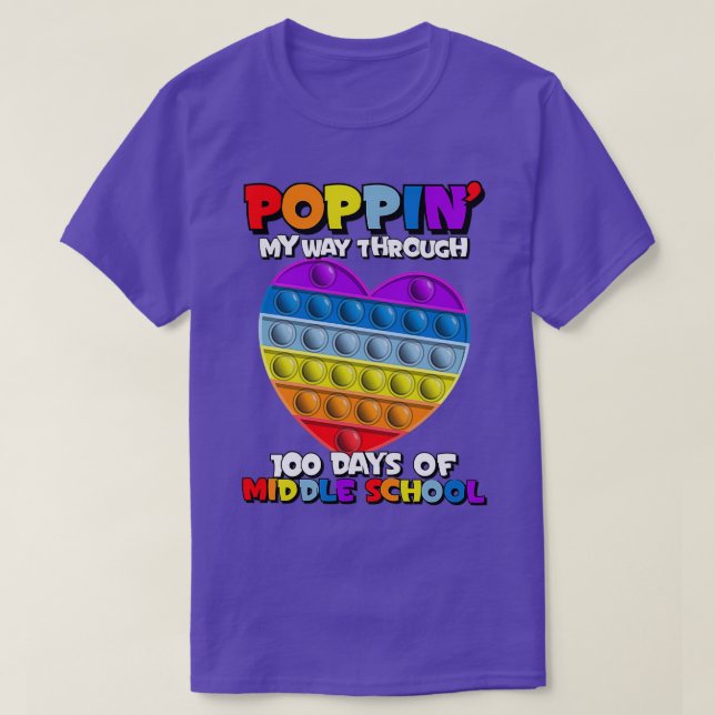 Camiseta Rainbow Heart 100 Days of School1 (Frente do Design)