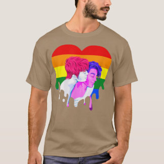 Camiseta Rainbow Heart Lésbica Orgulho gay Mês Transgender