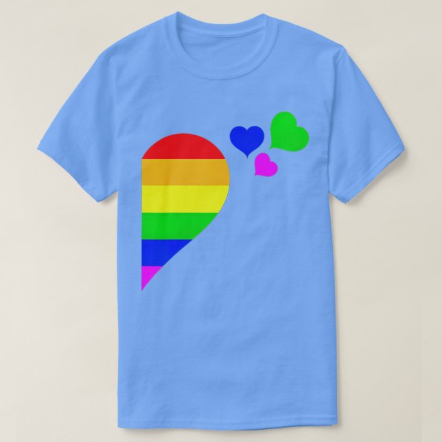 Camiseta Rainbow Heart LGB Gay LGBT Casal LGBQ Valentin (Frente do Design)