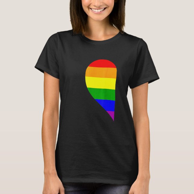 Camiseta Rainbow Heart Lgbt Matching Gay Couple Valentine's (Frente)