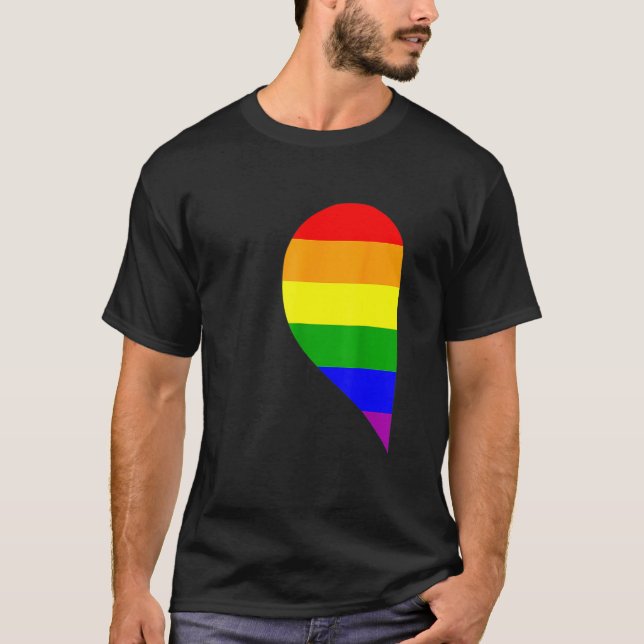 Camiseta Rainbow Heart Lgbt Matching Gay Couple Valentine's (Frente)