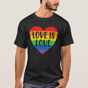 Camiseta Rainbow Heart Love is Love LGBT LGBT Gay LGBT Lésb
