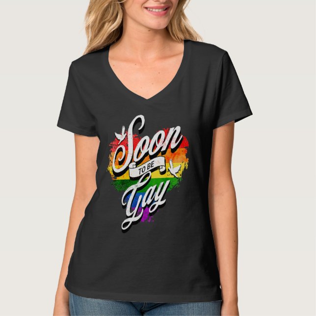 Camiseta Rainbow Heart Love LGBTQIA Human Rights Gay Trans  (Frente)