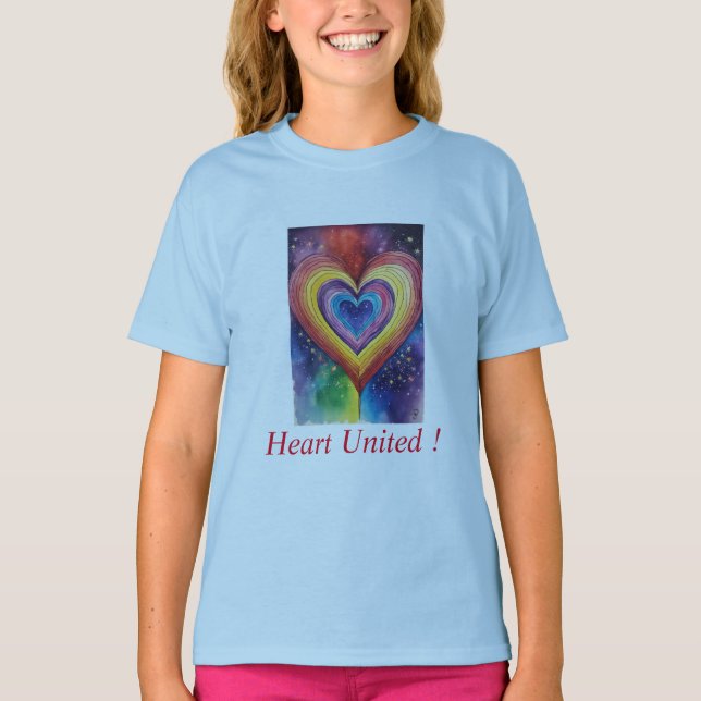Camiseta Rainbow Heart Unity Tee ou "Heart United Rainbow (Frente)