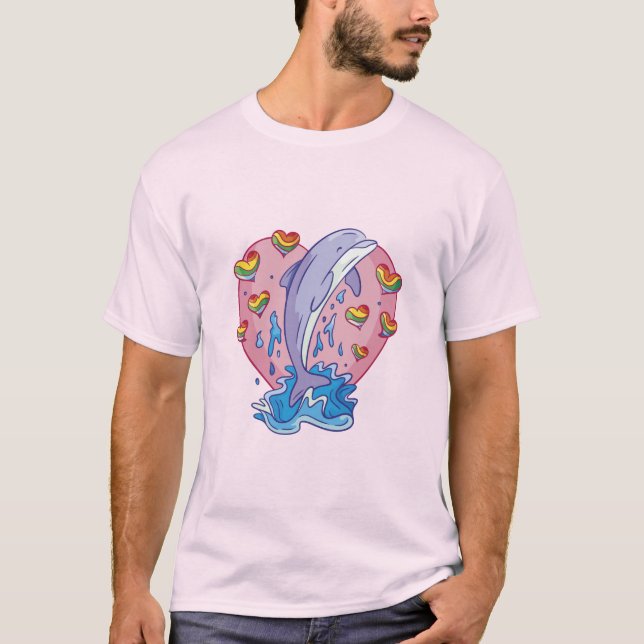 Camiseta Rainbow Hearts Dolphin T-Shirt (Frente)