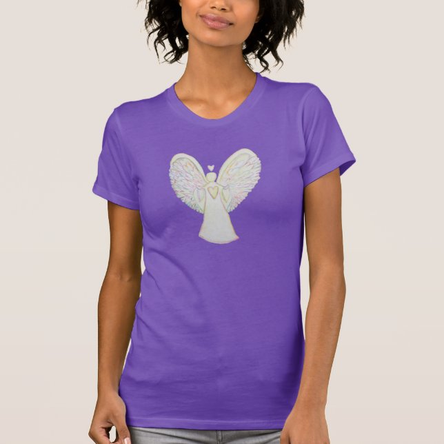 Camiseta Rainbow Hearts Guardian Angel Custom Art T-Shirt (Frente)