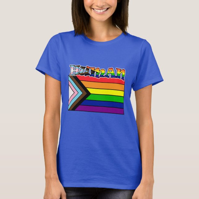 Camiseta Rainbow Human LGBTQ Flag Support and Pride T-Shir (Frente)
