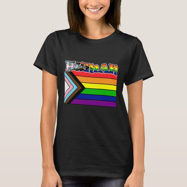 Camiseta Rainbow Human LGBTQ Flag Support and Pride T-Shir (Frente)