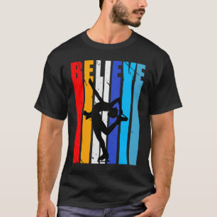 Camiseta Rainbow Ice Skating Birthday Acredita Crianças Col