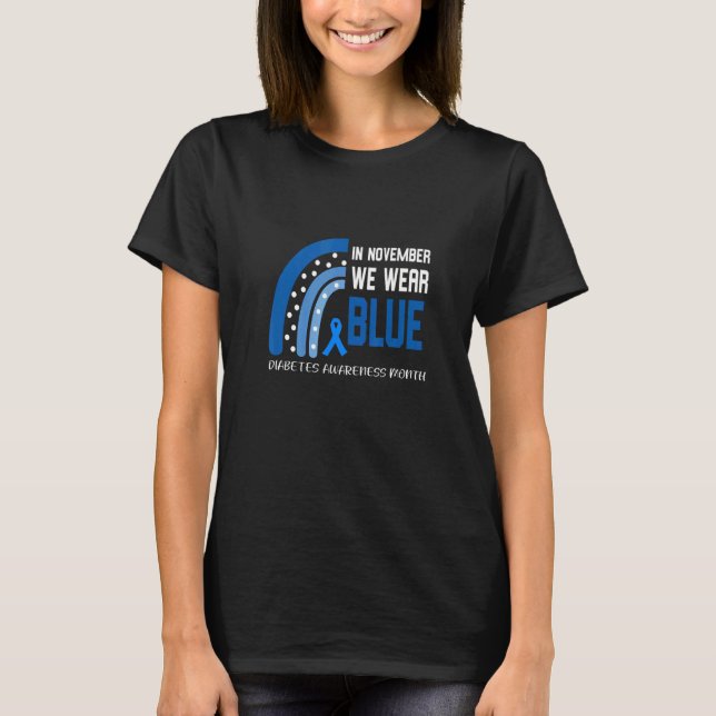 Camiseta Rainbow In November We Wear Blue Diabetes Awarenes (Frente)